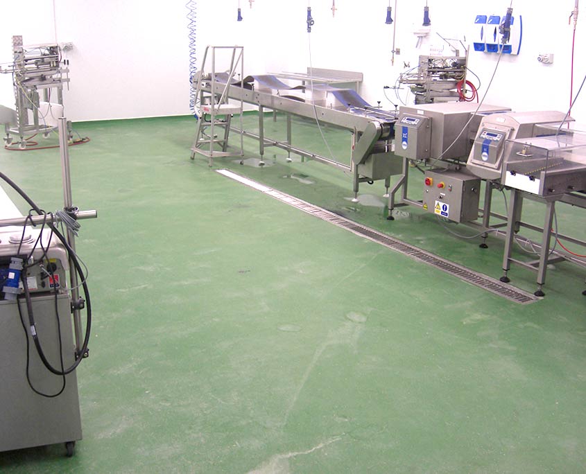 Green food grade resin floor screed for a commercial kitchen floor