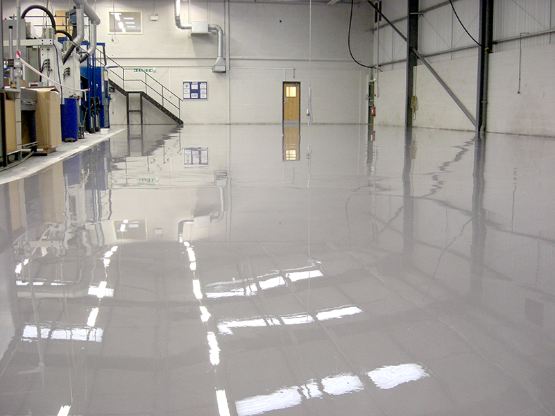 Large area of shiny self levelling resin floor