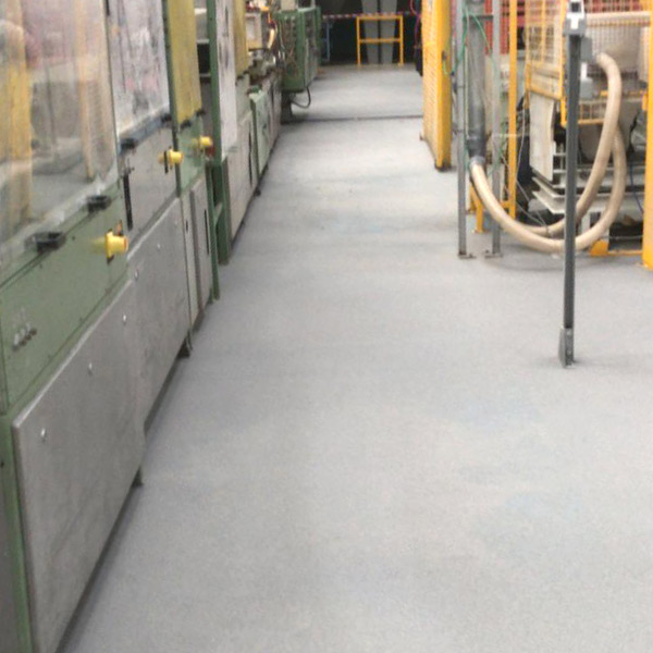 Interior grey flooring of anti-slip flooring system