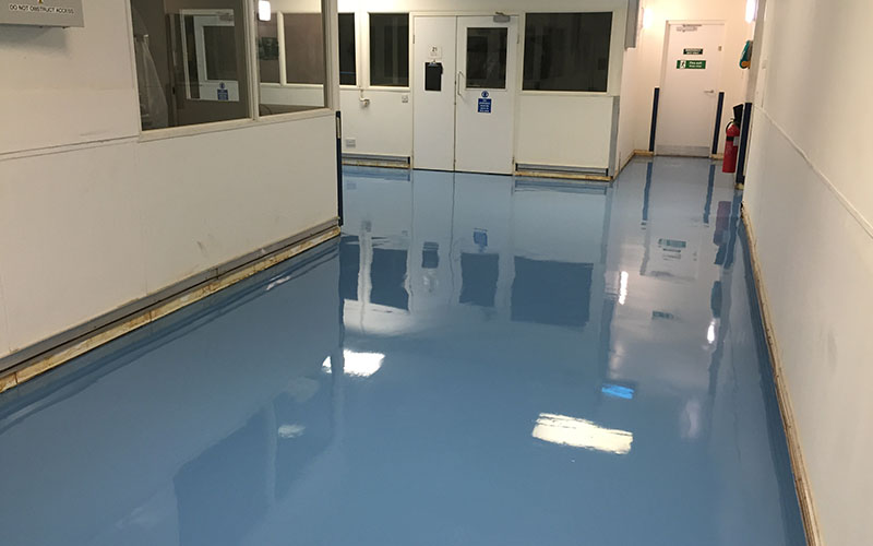 blue self levelling resin floor