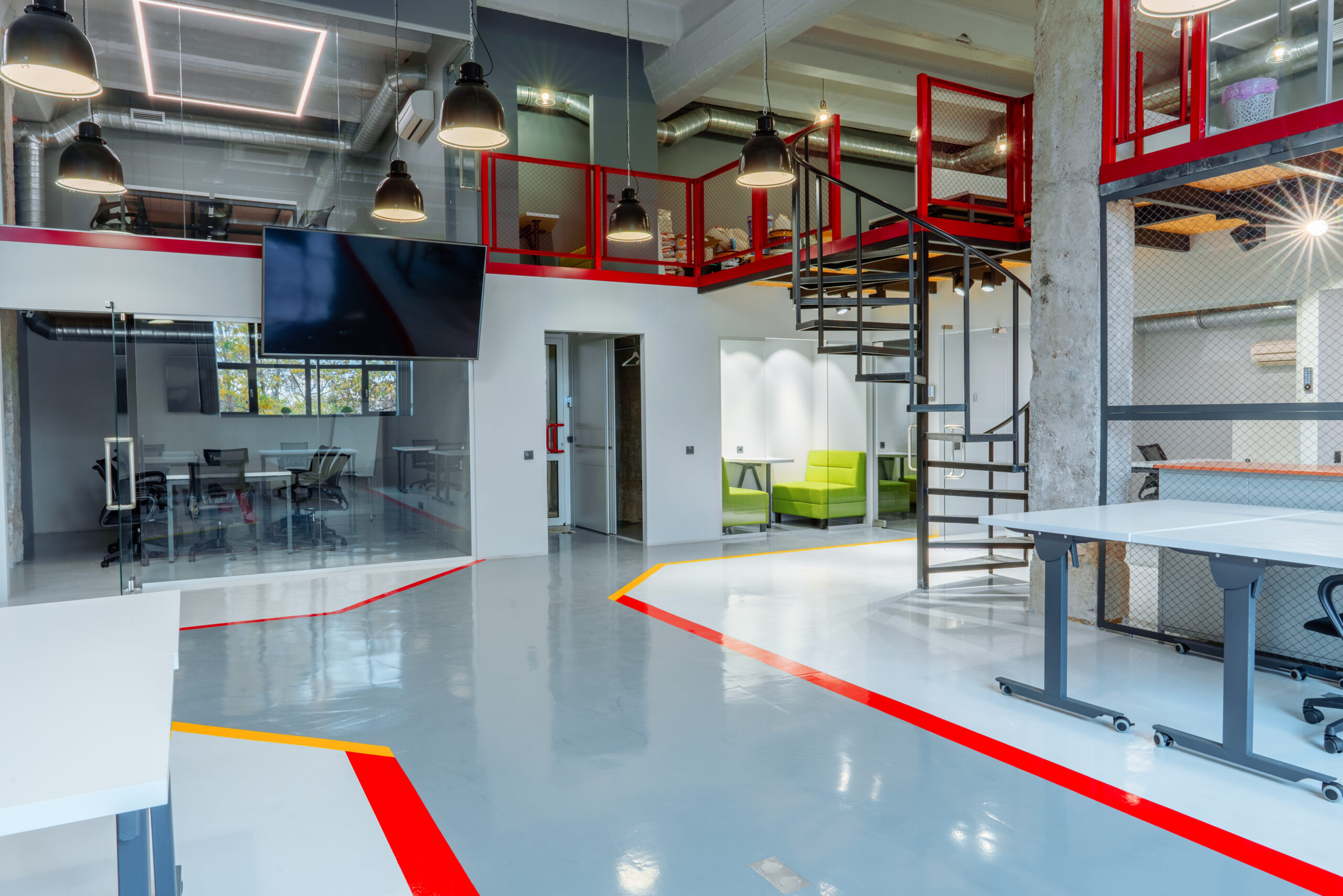 high quality industrial flooring in a modern office